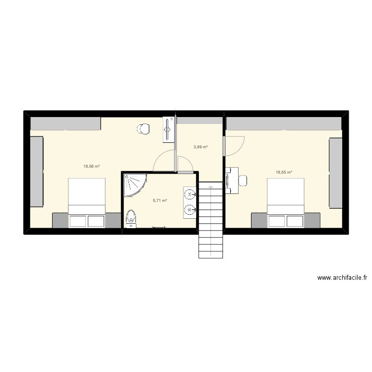 combles. Plan de 4 pièces et 47 m2