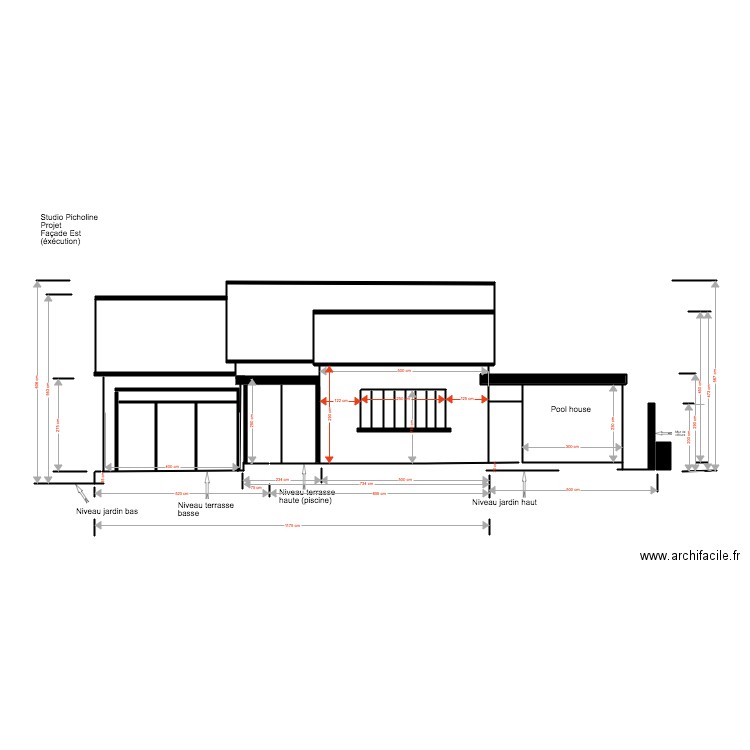 Studio Picholine Projet 03 18 1 Façade Est  Pool house. Plan de 0 pièce et 0 m2