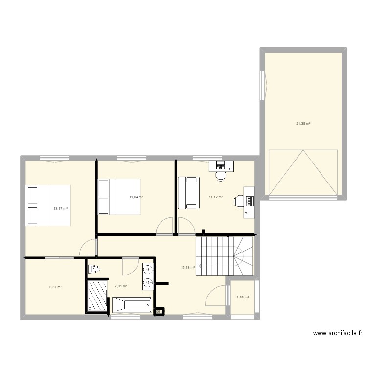 plan RDC. Plan de 10 pièces et 87 m2