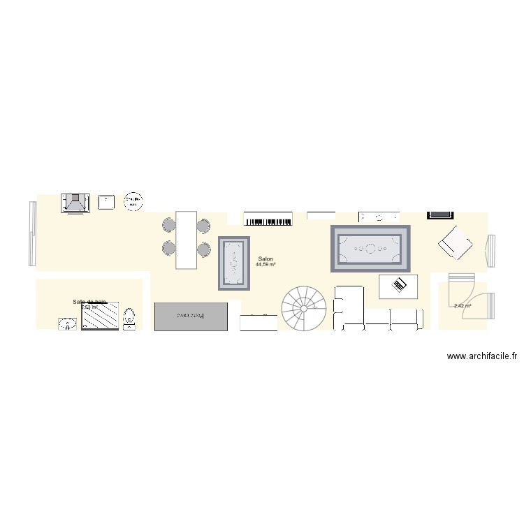 maison. Plan de 3 pièces et 53 m2