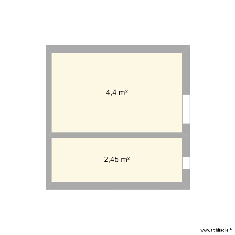 cuisine+salle d'eau. Plan de 2 pièces et 7 m2