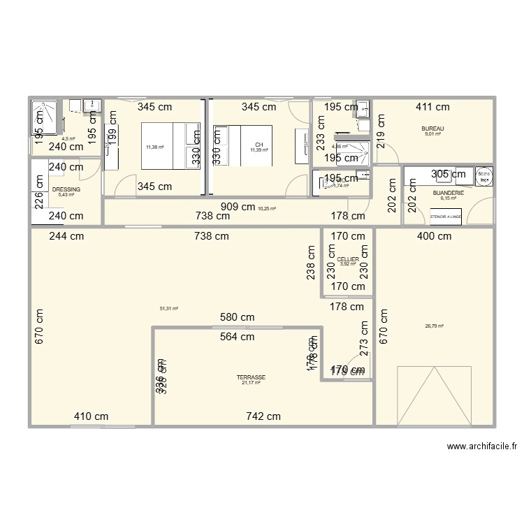 PLAN 1. Plan de 13 pièces et 167 m2