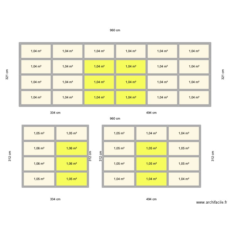 fenrtres nouvelle. Plan de 44 pièces et 46 m2