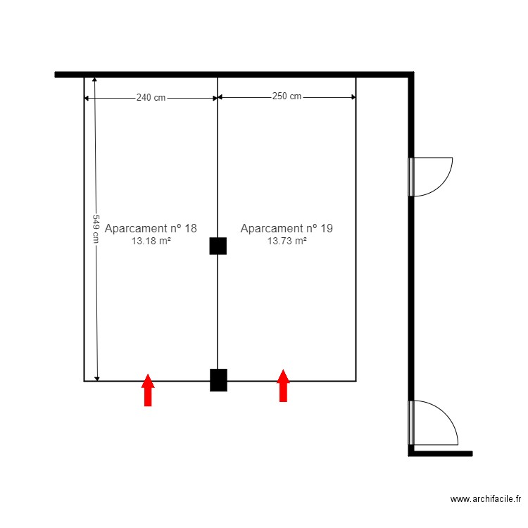 ed. laura parquings. Plan de 2 pièces et 27 m2