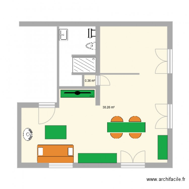 salle a manger - Plan 2 pièces 39 m2 dessiné par ovier74