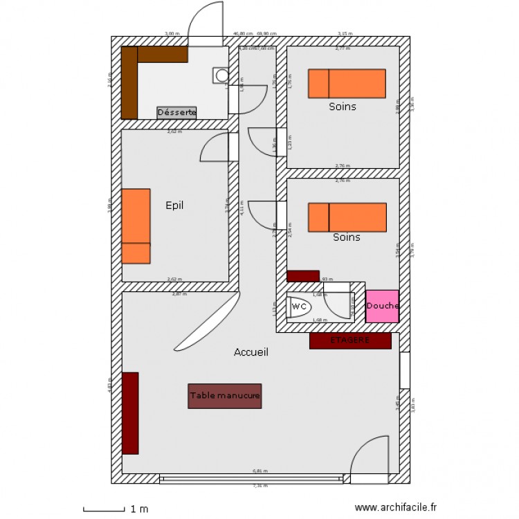 Cabinet esthétique. Plan de 0 pièce et 0 m2