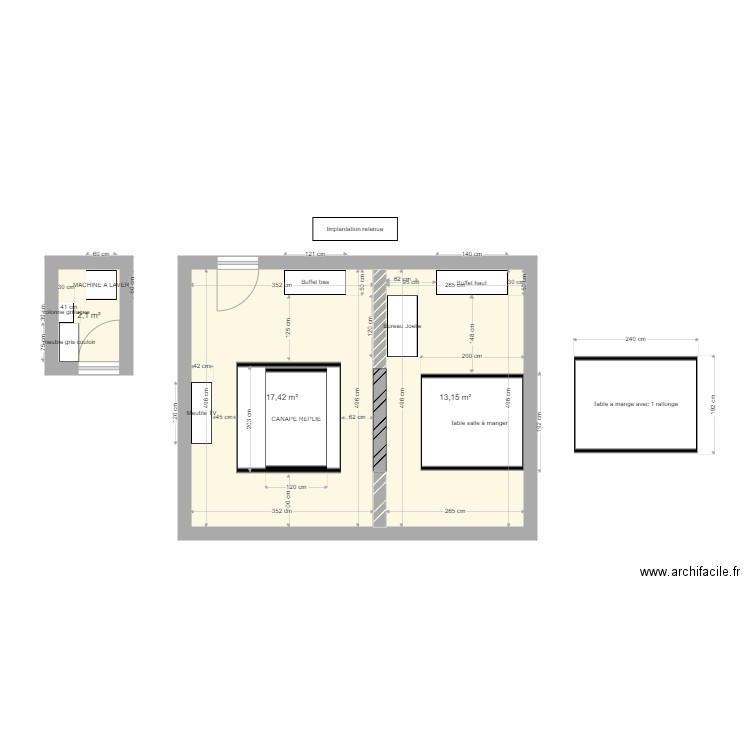 essai. Plan de 3 pièces et 33 m2