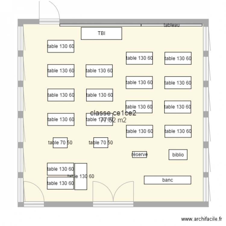 Classe Ce1 Ce2 Plan 1 Piece 78 M2 Dessine Par Ecoledocelles