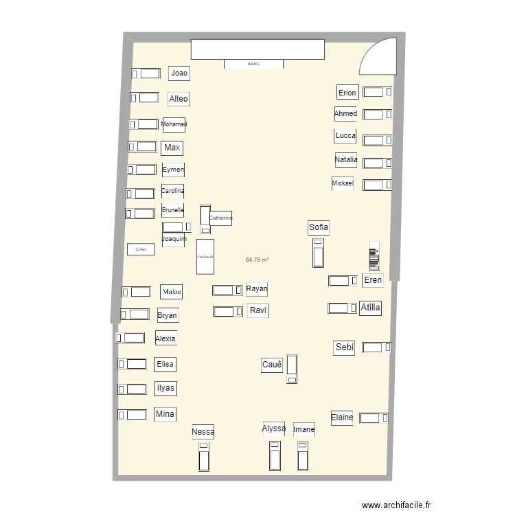 Local sieste plan. Plan de 1 pièce et 85 m2