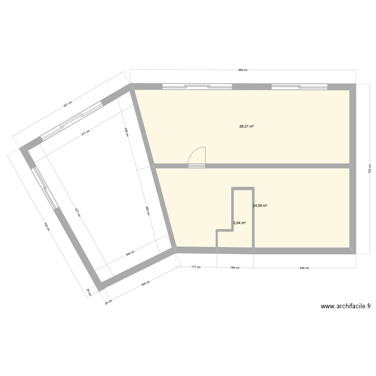 PLAN SOUS SOL. Plan de 3 pièces et 55 m2