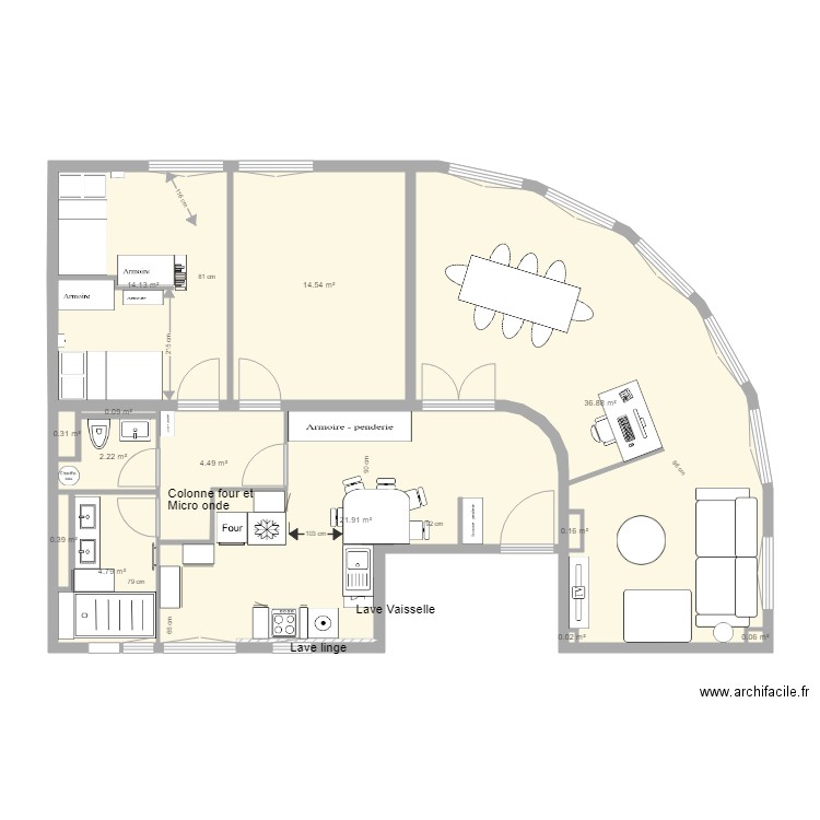 aurelien  chambre V3. Plan de 13 pièces et 100 m2