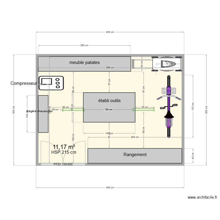 ABRI JARDIN. Plan de 1 pièce et 11 m2