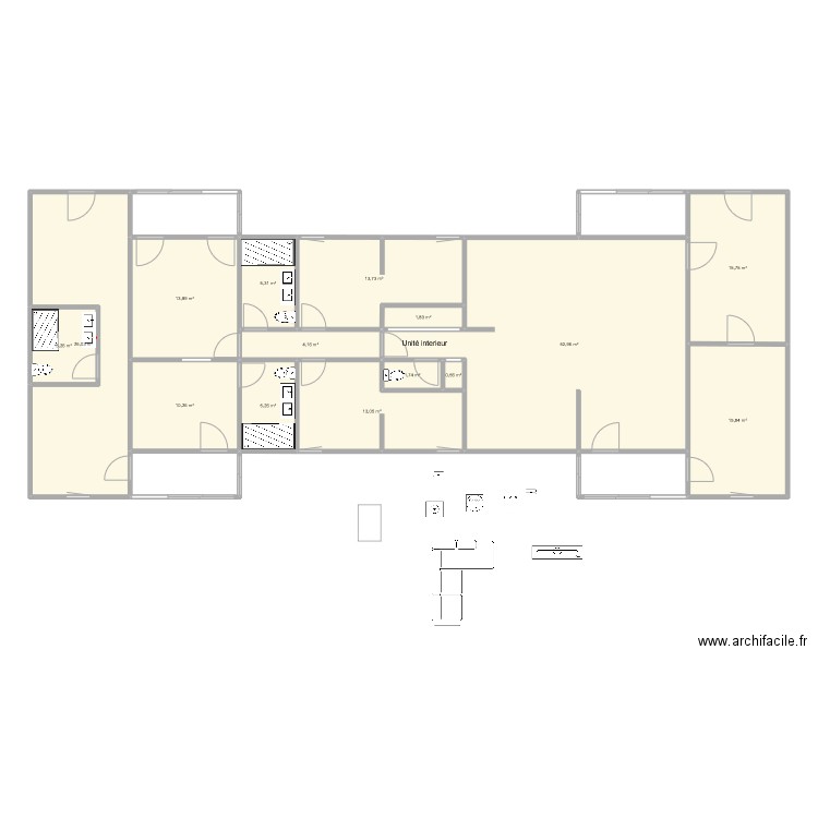 coustouge - pour chauffage. Plan de 19 pièces et 205 m2