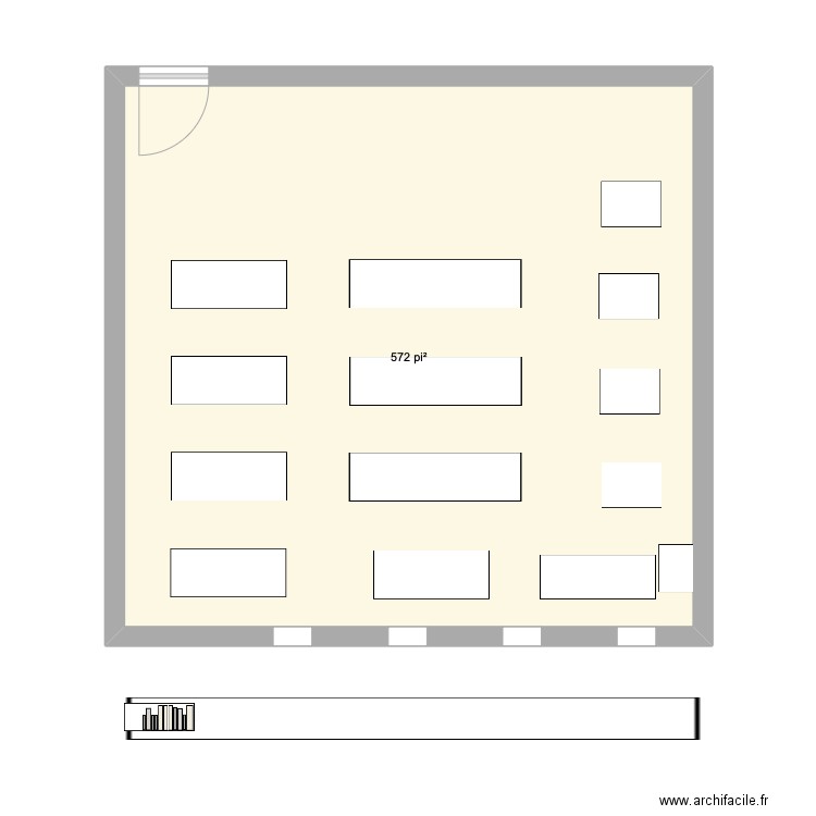 plan classe. Plan de 1 pièce et 53 m2