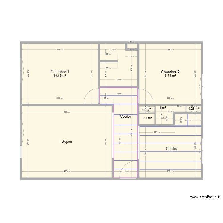 appart-Camille-Rudy - placo. Plan de 11 pièces et 53 m2