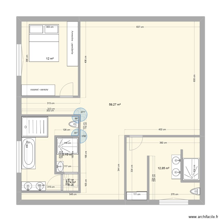 maison2. Plan de 5 pièces et 87 m2