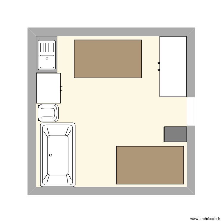 salon vitre. Plan de 1 pièce et 23 m2