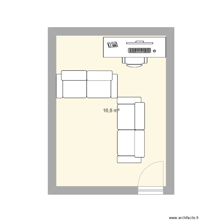 Mon salon V1. Plan de 1 pièce et 17 m2