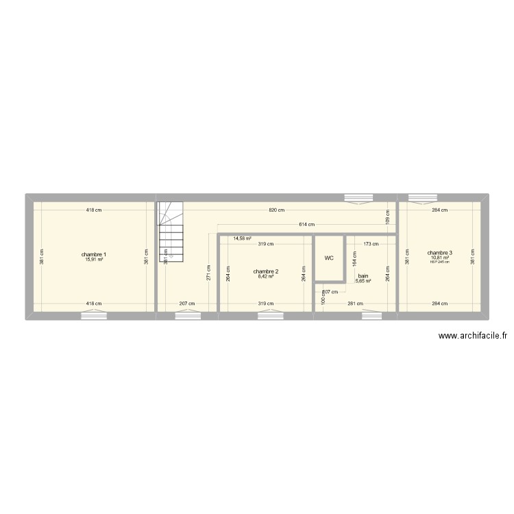 OSSARD GÎTE R+1. Plan de 6 pièces et 57 m2