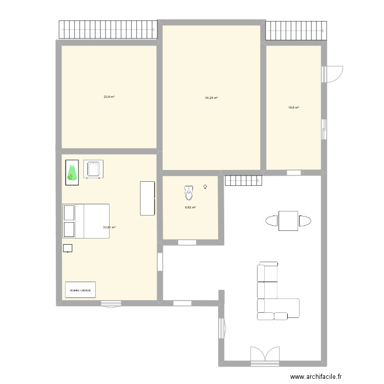 project. Plan de 5 pièces et 117 m2