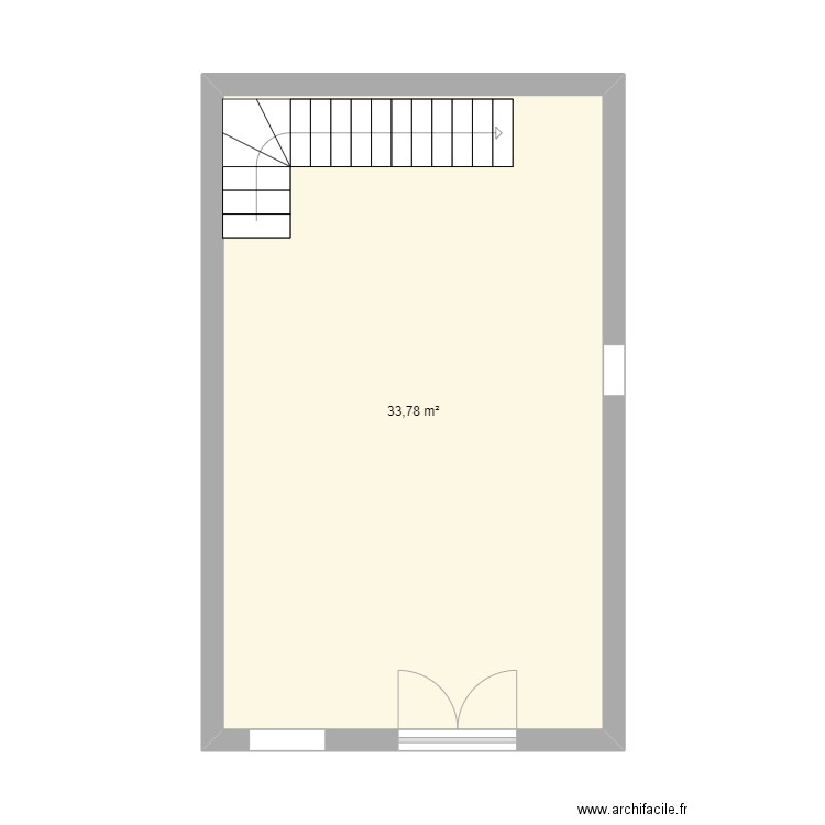 rdc. Plan de 1 pièce et 34 m2