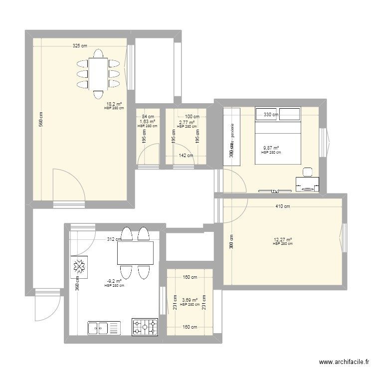 MA MAISON HASSAINIA 1. Plan de 7 pièces et 60 m2