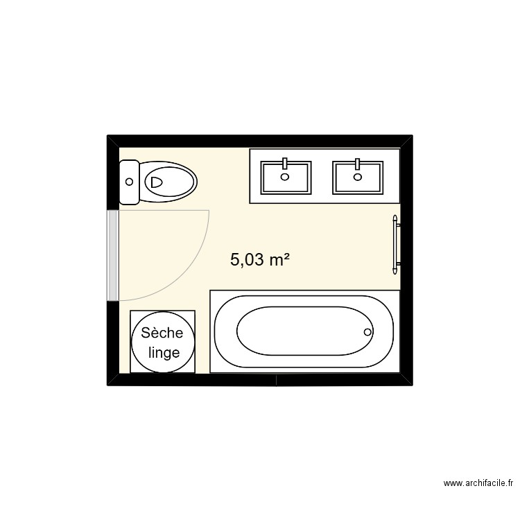 SdB Molière 21. Plan de 1 pièce et 5 m2