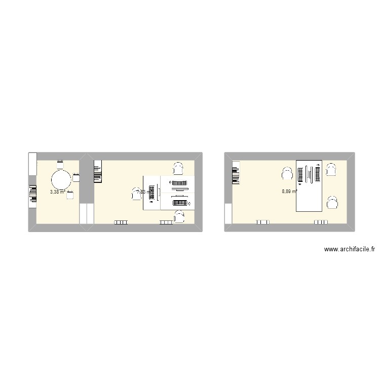 BUREAU PSN. Plan de 3 pièces et 20 m2