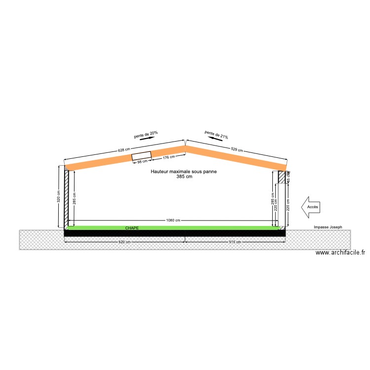 Plan de coupe projeté. Plan de 0 pièce et 0 m2