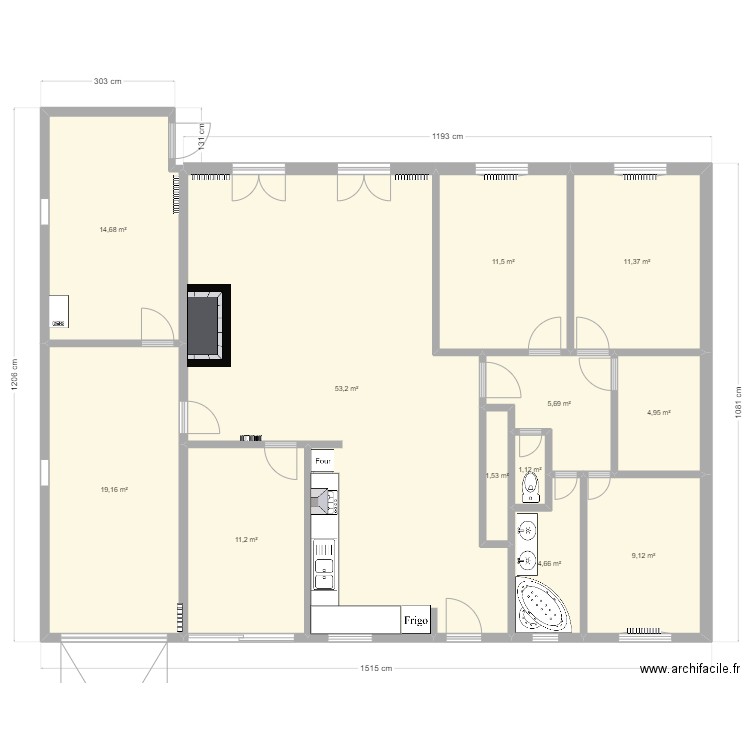 Maison. Plan de 12 pièces et 148 m2