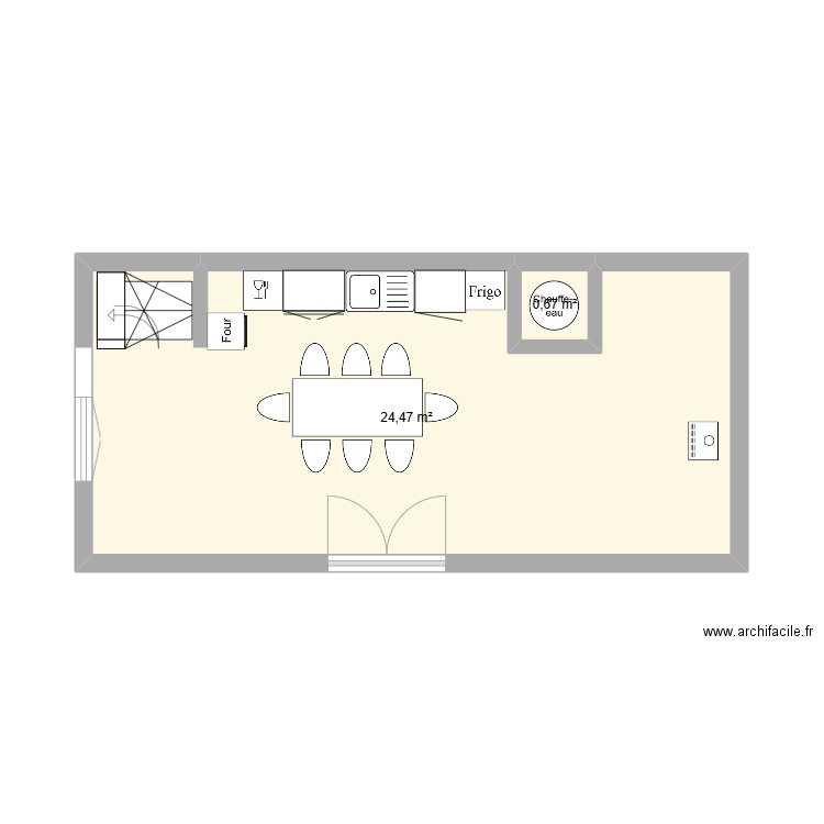 maison labrousse. Plan de 2 pièces et 25 m2