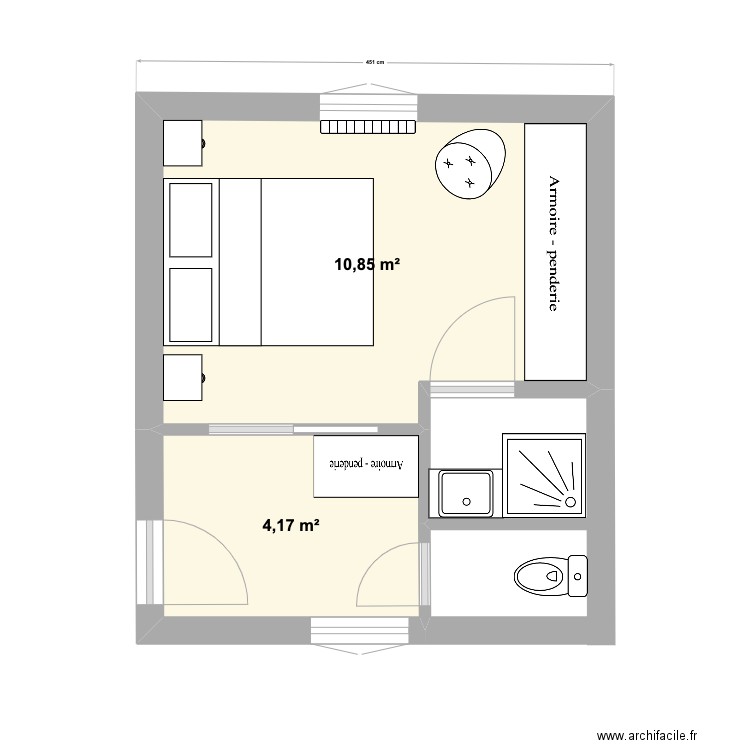 CHAMBRE ERIC PLAN 2. Plan de 2 pièces et 15 m2