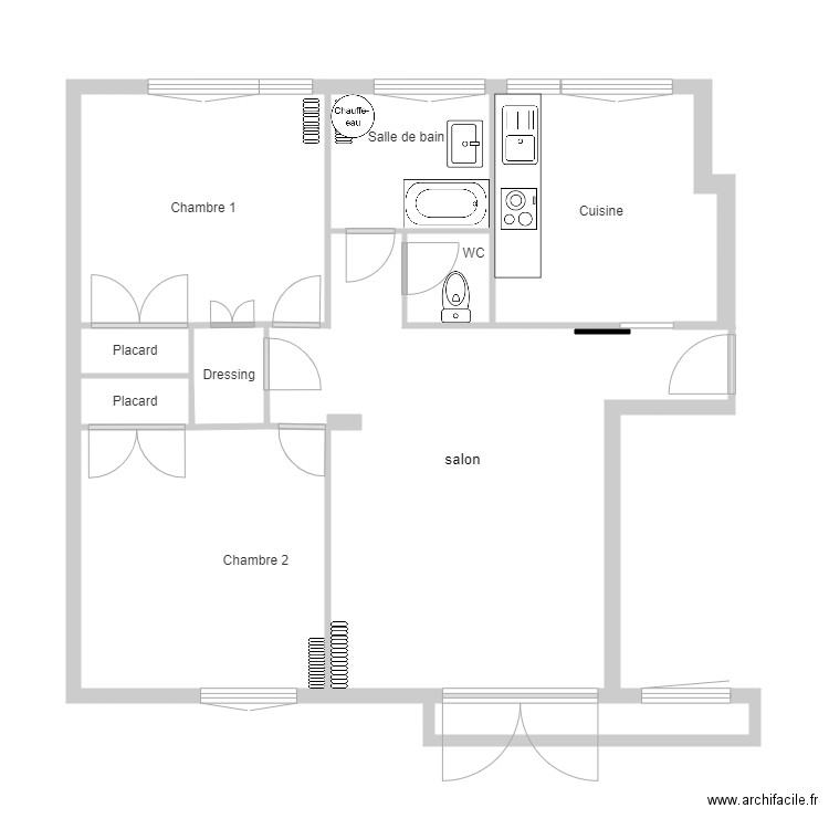 3P CHATILLON plan 2 sans cote. Plan de 9 pièces et 41 m2