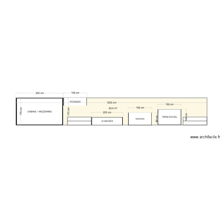 Antretemps. Plan de 1 pièce et 20 m2