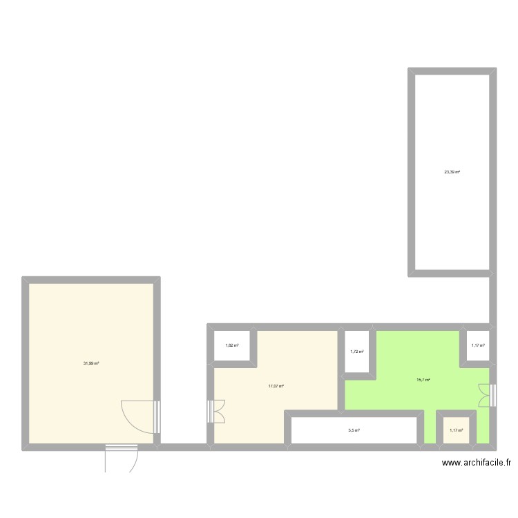 LAVERIE. Plan de 9 pièces et 100 m2