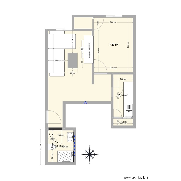 noaman. Plan de 4 pièces et 15 m2