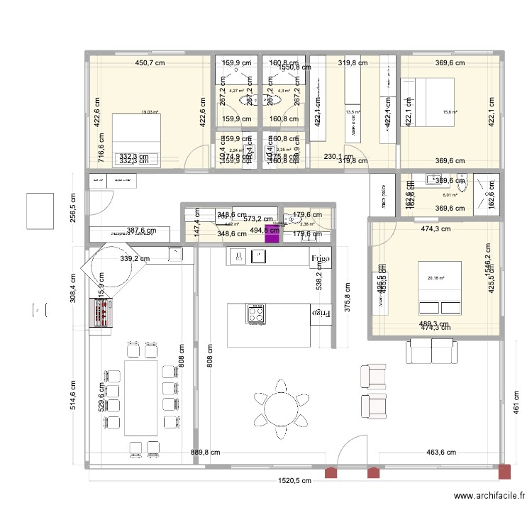 MeioCrisLaje. Plan de 11 pièces et 94 m2