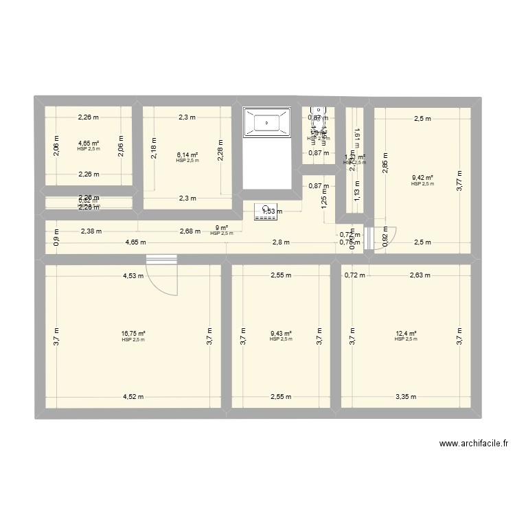 marion. Plan de 10 pièces et 71 m2