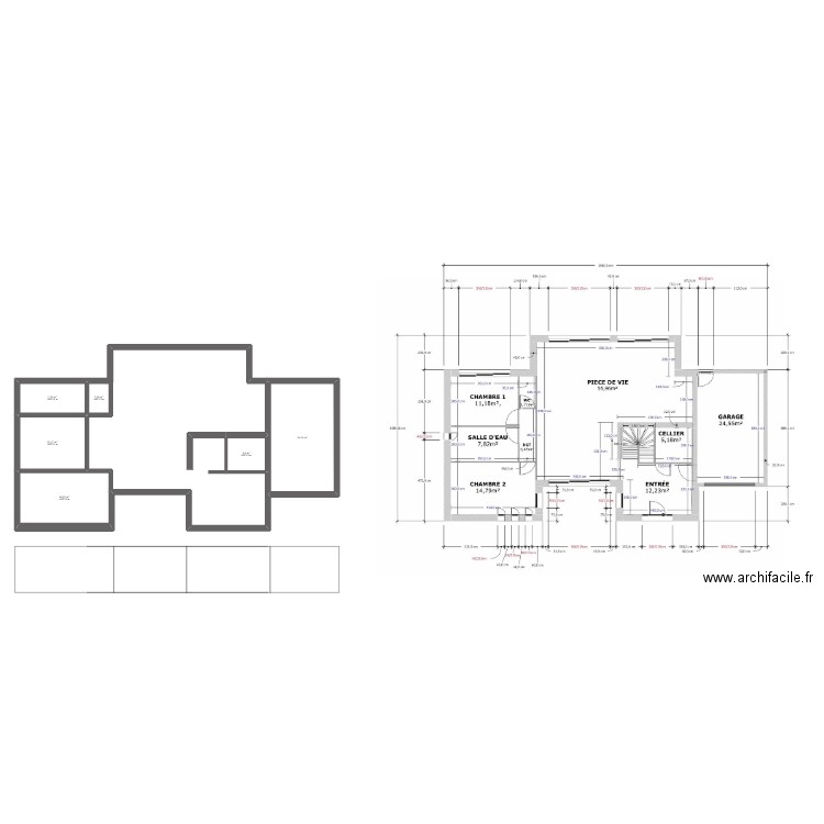 adw 005. Plan de 6 pièces et 66 m2