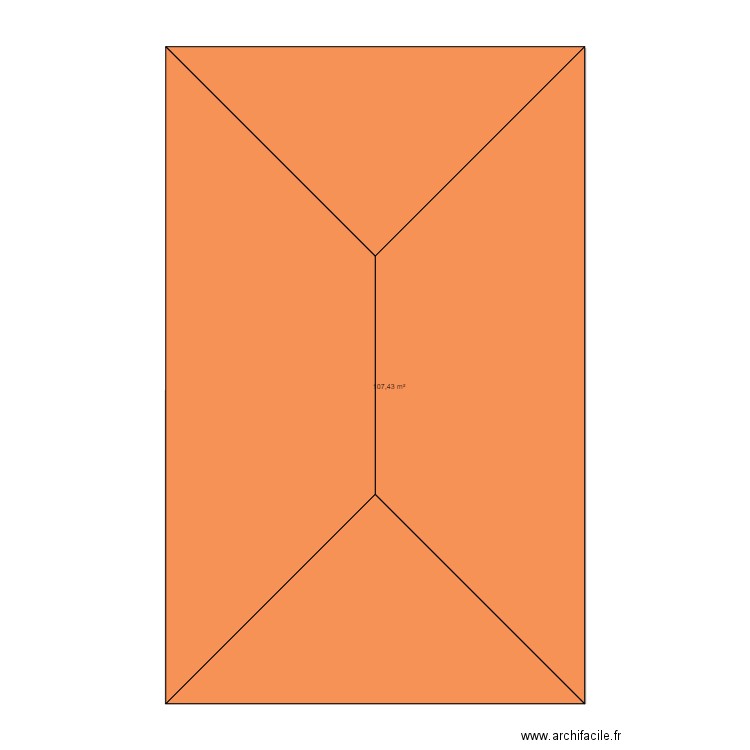 toiture. Plan de 1 pièce et 107 m2