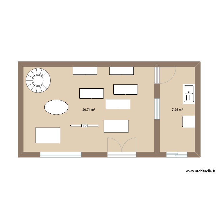 Lea. Plan de 2 pièces et 34 m2