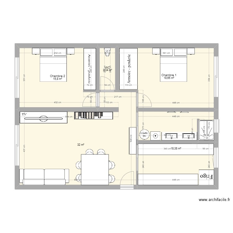 Plan Maison . Plan de 5 pièces et 87 m2