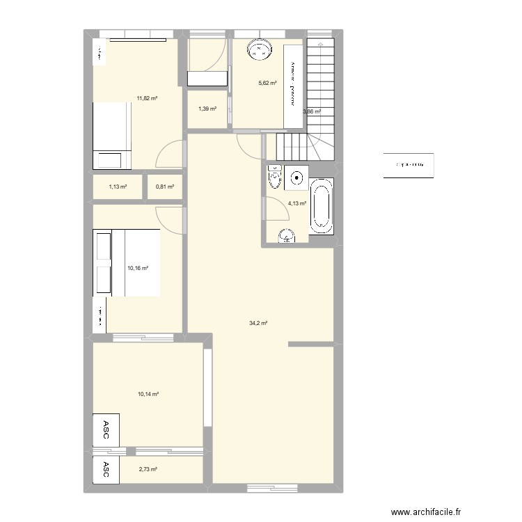 Garnier (renovation). Plan de 11 pièces et 86 m2