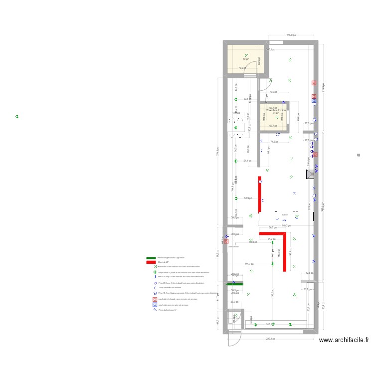 St Nicolas Dimention. Plan de 2 pièces et 8 m2