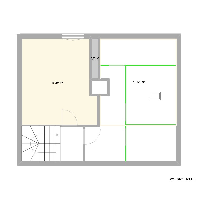 SIMONIN 1 quai Lapicque état actuel. Plan de 3 pièces et 34 m2