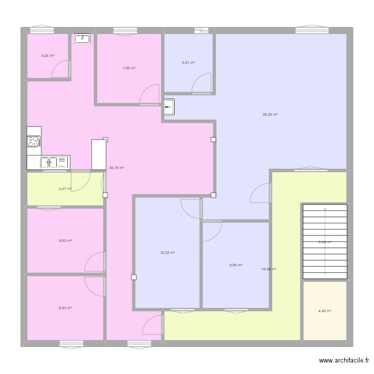 koch. Plan de 13 pièces et 162 m2