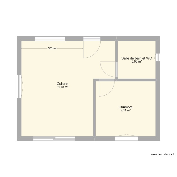 Moselle 45 m² ext. Plan de 3 pièces et 34 m2