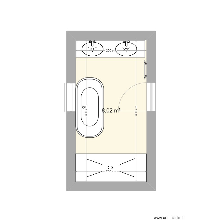 salle de bain. Plan de 1 pièce et 8 m2