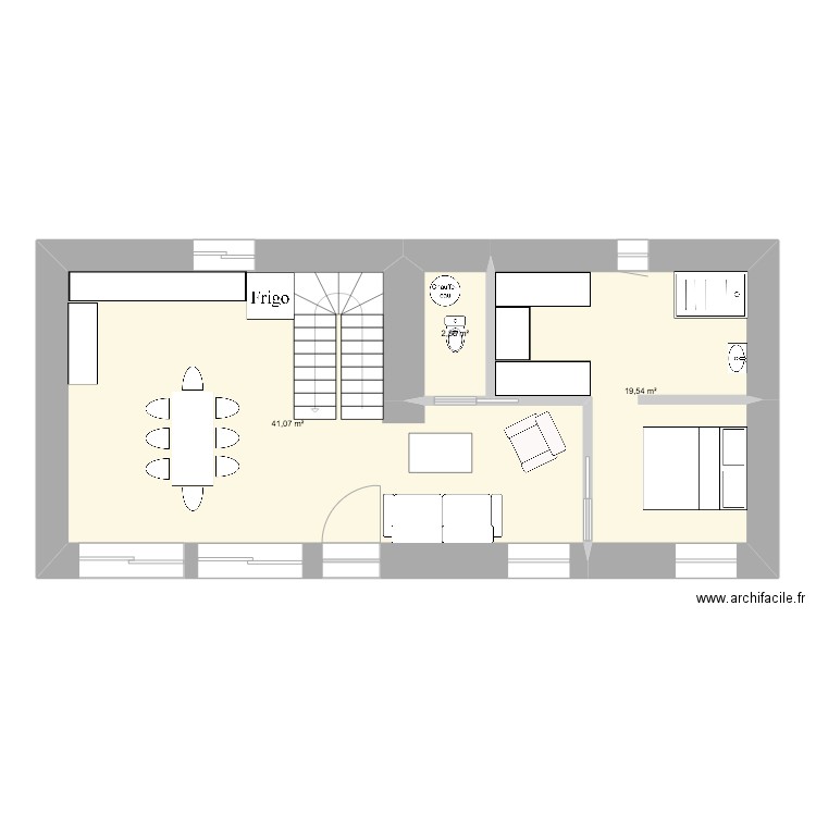 maison. Plan de 3 pièces et 64 m2