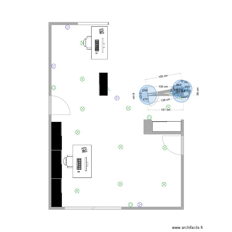 Bureau. Plan de 2 pièces et 0 m2